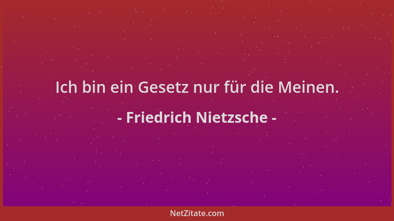 Friedrich Nietzsche - Ich bin ein Gesetz nur für die Meinen....