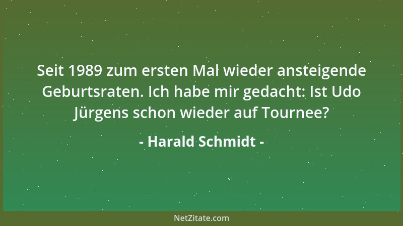 Harald Schmidt - Seit 1989 zum ersten Mal wieder ansteigende Geburtsraten. Ich habe mir gedacht: Ist Udo Jürgens schon wied...