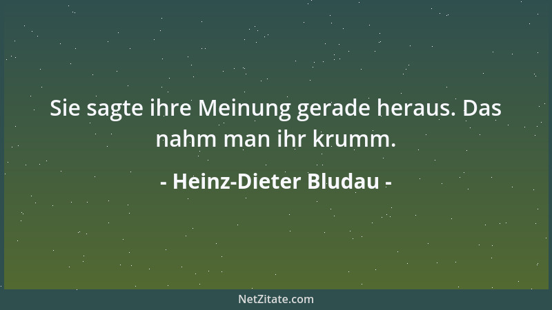 Heinz-Dieter Bludau - Sie sagte ihre Meinung gerade heraus. Das nahm man ihr krumm....