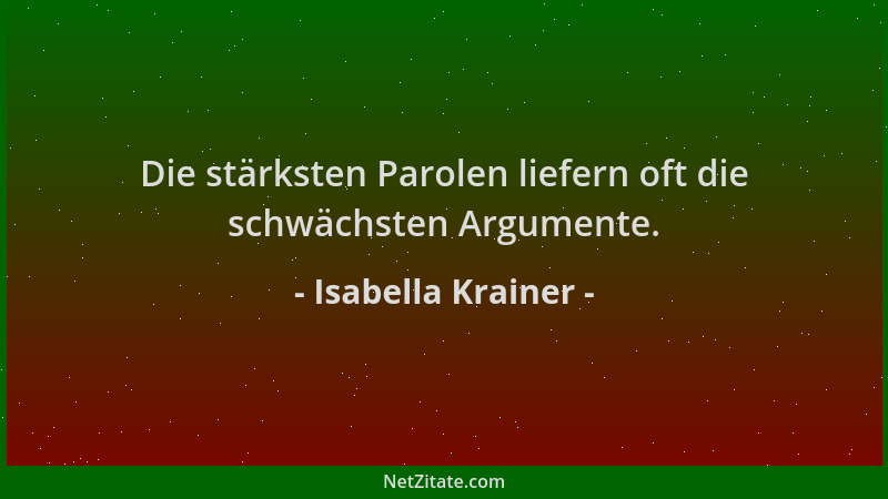Isabella Krainer - Die stärksten Parolen liefern oft die schwächsten Argumente....
