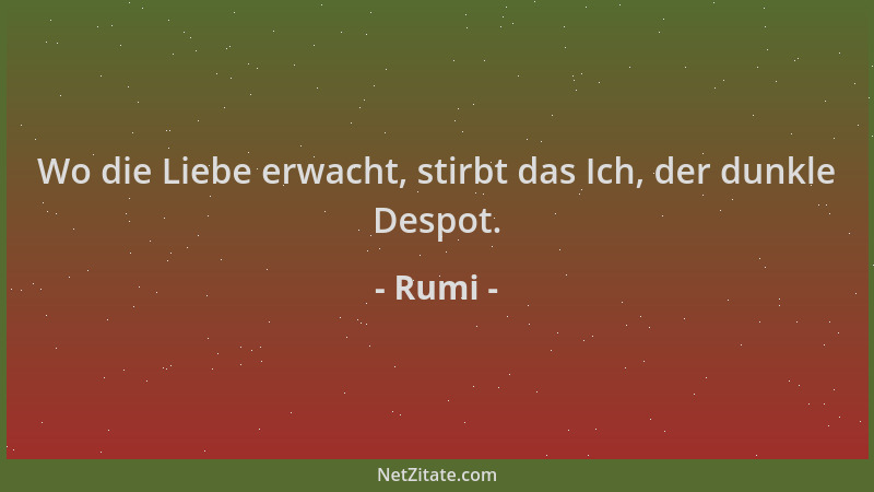 Rumi - Wo die Liebe erwacht, stirbt das Ich, der dunkle Despot....