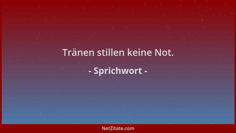 Sprichwort - Tränen stillen keine Not....
