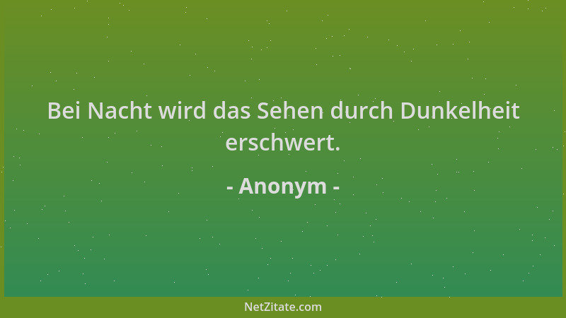 Anonym - Bei Nacht wird das Sehen durch Dunkelheit erschwert....