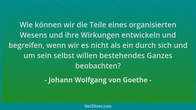 Johann Wolfgang von Goethe - Wie können wir die Teile eines organisierten Wesens und ihre Wirkungen entwickeln und begreife...