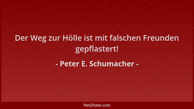 Peter E. Schumacher - Der Weg zur Hölle ist mit falschen Freunden gepflastert!...