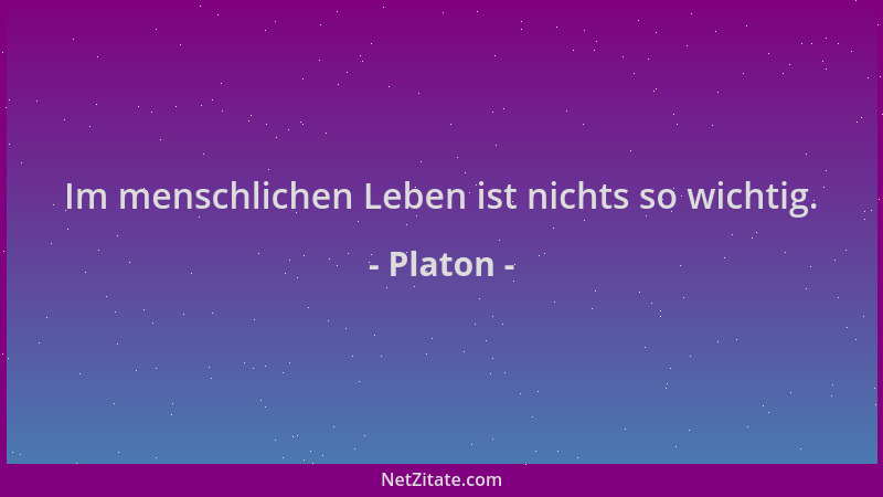 Platon - Im menschlichen Leben ist nichts so wichtig....