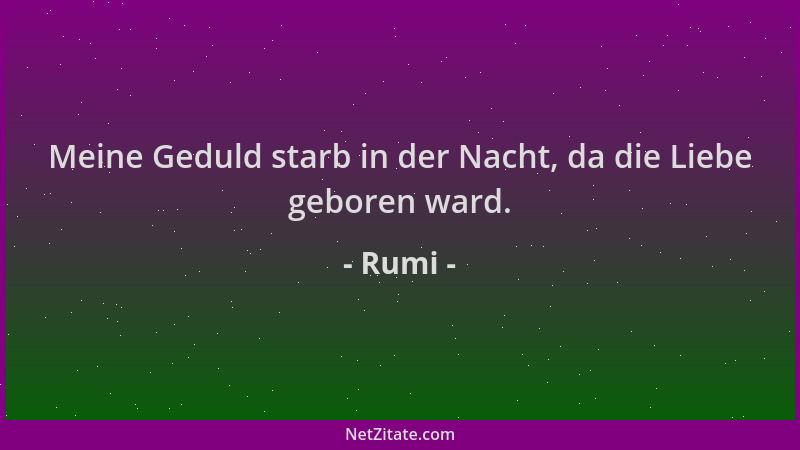 Rumi - Meine Geduld starb in der Nacht, da die Liebe geboren ward....
