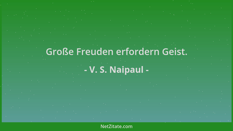 V. S. Naipaul - Große Freuden erfordern Geist....