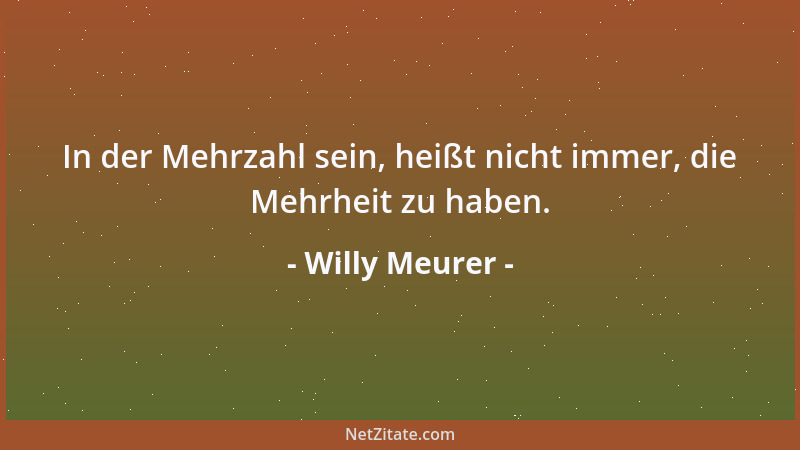 Willy Meurer - In der Mehrzahl sein, heißt nicht immer, die Mehrheit zu haben....