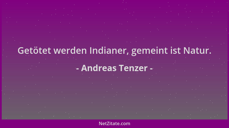 Andreas Tenzer - Getötet werden Indianer, gemeint ist Natur....