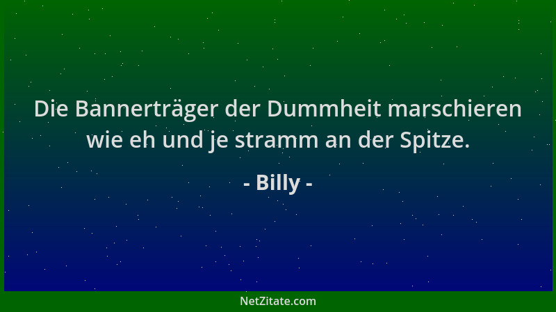 Billy - Die Bannerträger der Dummheit marschieren wie eh und je stramm an der Spitze....