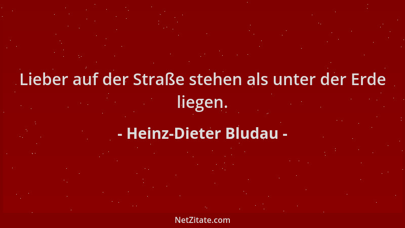 Heinz-Dieter Bludau - Lieber auf der Straße stehen als unter der Erde liegen....