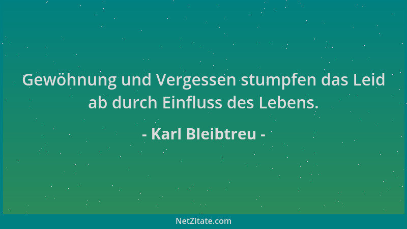 Karl Bleibtreu - Gewöhnung und Vergessen stumpfen das Leid ab durch Einfluss des Lebens....