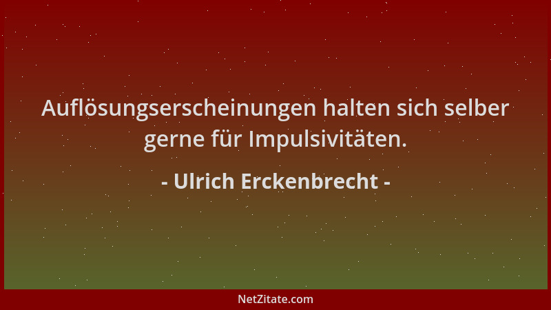 Ulrich Erckenbrecht - Auflösungserscheinungen halten sich selber gerne für Impulsivitäten....
