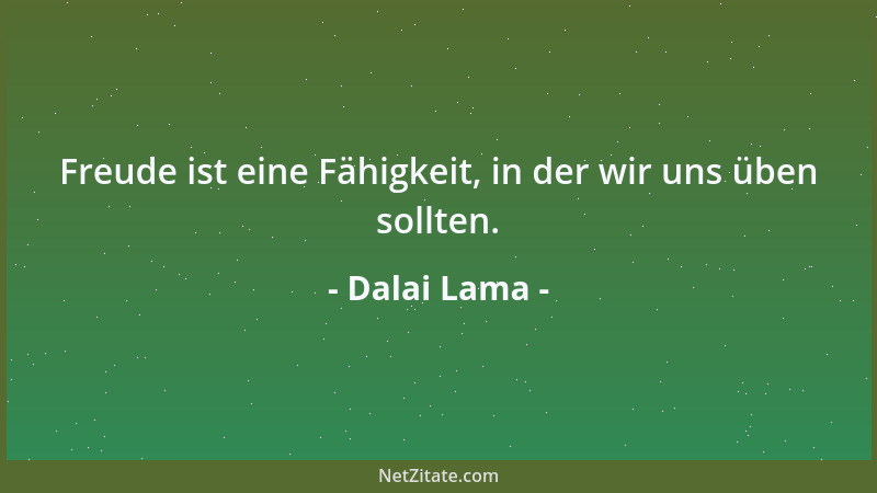 Dalai Lama - Freude ist eine Fähigkeit, in der wir uns üben sollten....