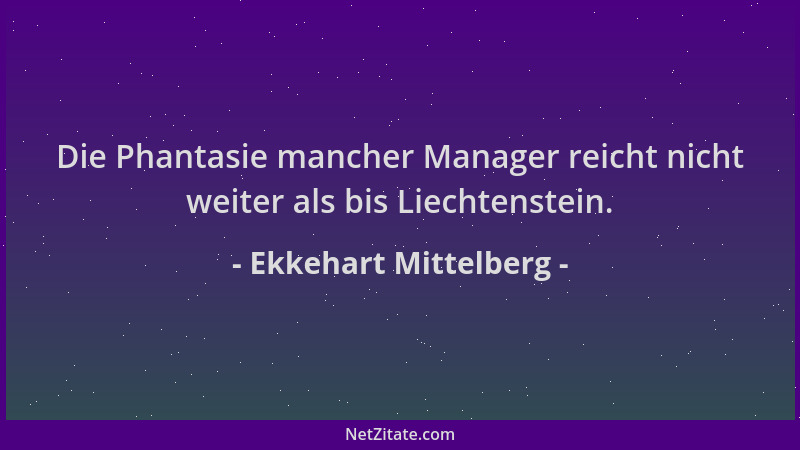 Ekkehart Mittelberg - Die Phantasie mancher Manager reicht nicht weiter als bis Liechtenstein....