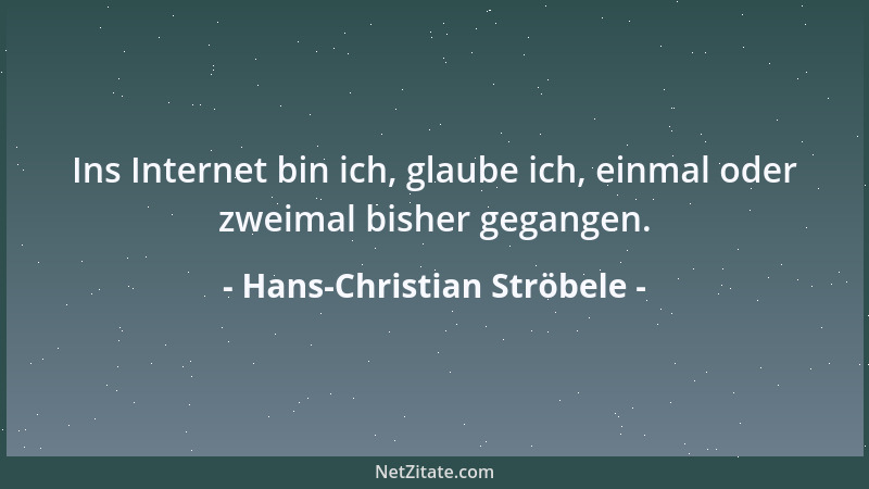 Hans-Christian Ströbele - Ins Internet bin ich, glaube ich, einmal oder zweimal bisher gegangen....
