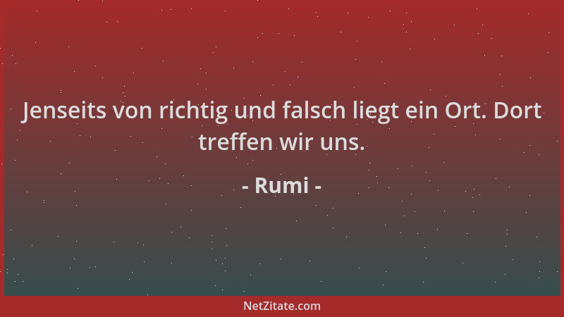 Rumi - Jenseits von richtig und falsch liegt ein Ort. Dort treffen wir uns....