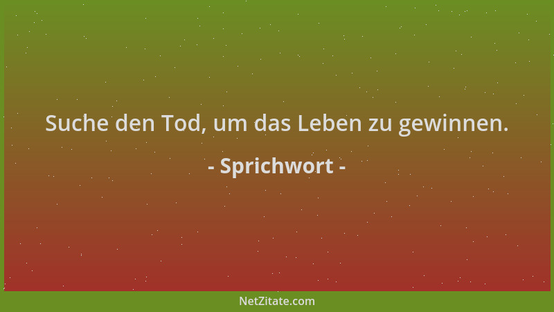 Sprichwort - Suche den Tod, um das Leben zu gewinnen....