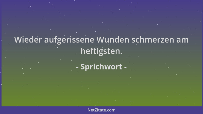 Sprichwort - Wieder aufgerissene Wunden schmerzen am heftigsten....