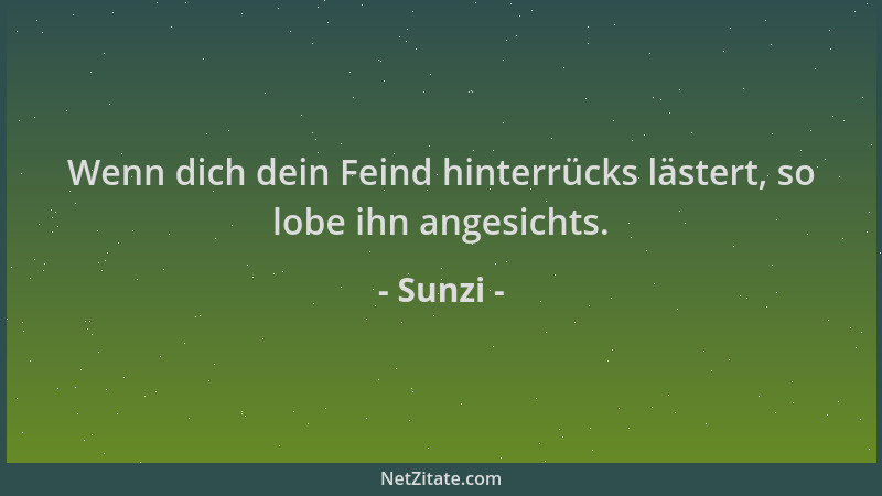 Sunzi - Wenn dich dein Feind hinterrücks lästert, so lobe ihn angesichts....