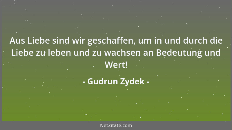 Gudrun Zydek - Aus Liebe sind wir geschaffen, um in und durch die Liebe zu leben und zu wachsen an Bedeutung und Wert!...
