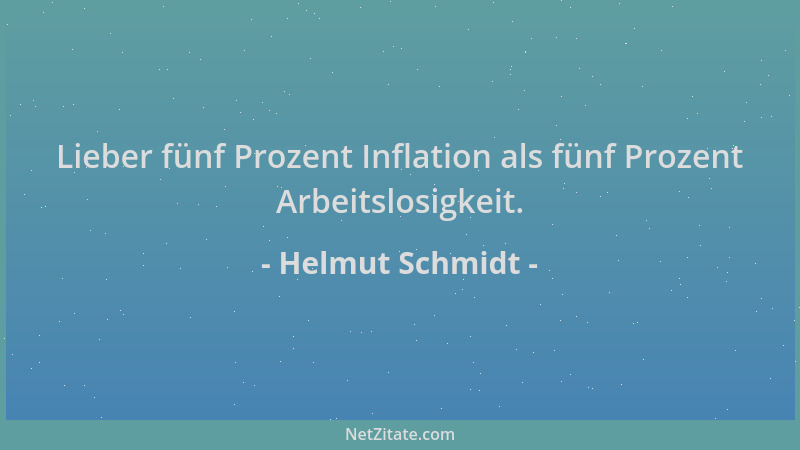 Helmut Schmidt - Lieber fünf Prozent Inflation als fünf Prozent Arbeitslosigkeit....