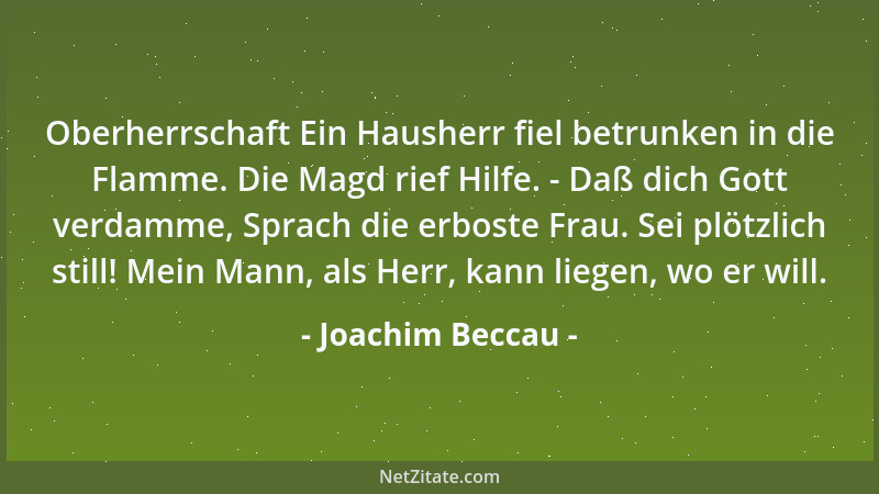 Joachim Beccau - Oberherrschaft Ein Hausherr fiel betrunken in die Flamme. Die Magd rief Hilfe. - Daß dich Gott verdamme, S...