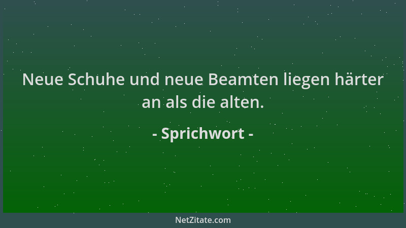 Sprichwort - Neue Schuhe und neue Beamten liegen härter an als die alten....