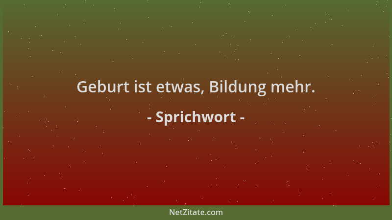 Sprichwort - Geburt ist etwas, Bildung mehr....
