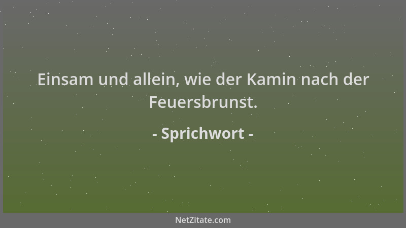 Sprichwort - Einsam und allein, wie der Kamin nach der Feuersbrunst....