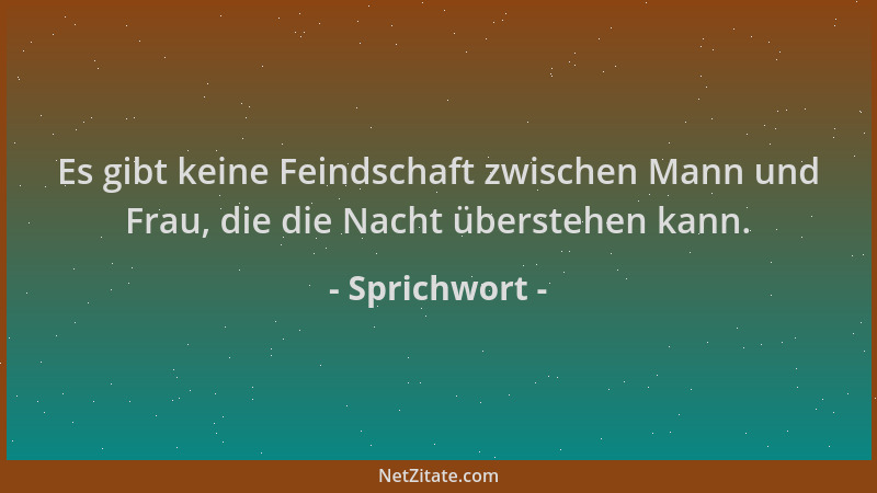 Sprichwort - Es gibt keine Feindschaft zwischen Mann und Frau, die die Nacht überstehen kann....