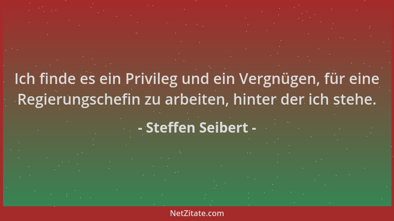 Steffen Seibert - Ich finde es ein Privileg und ein Vergnügen, für eine Regierungschefin zu arbeiten, hinter der ich stehe....