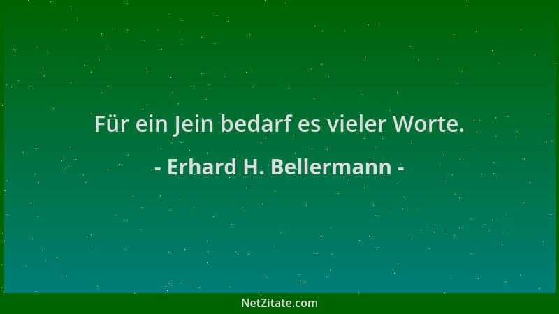 Erhard H. Bellermann - Für ein Jein bedarf es vieler Worte....