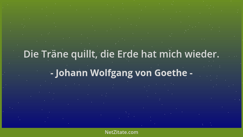 Johann Wolfgang von Goethe - Die Träne quillt, die Erde hat mich wieder....