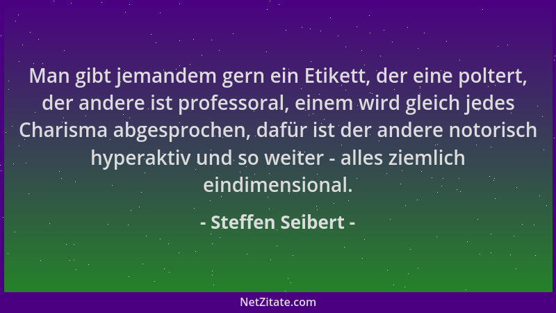 Steffen Seibert - Man gibt jemandem gern ein Etikett, der eine poltert, der andere ist professoral, einem wird gleich jedes...