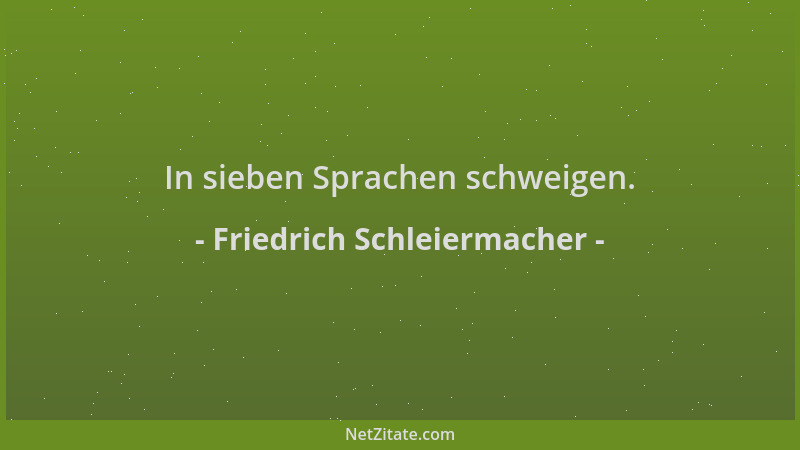 Friedrich Schleiermacher - In sieben Sprachen schweigen....