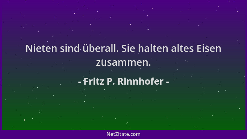 Fritz P. Rinnhofer - Nieten sind überall. Sie halten altes Eisen zusammen....