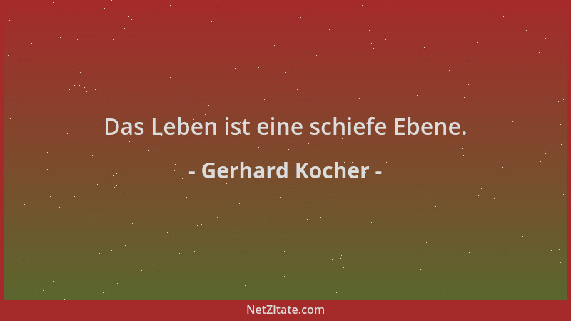 Gerhard Kocher - Das Leben ist eine schiefe Ebene....
