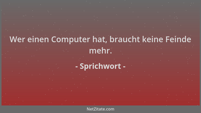 Sprichwort - Wer einen Computer hat, braucht keine Feinde mehr....
