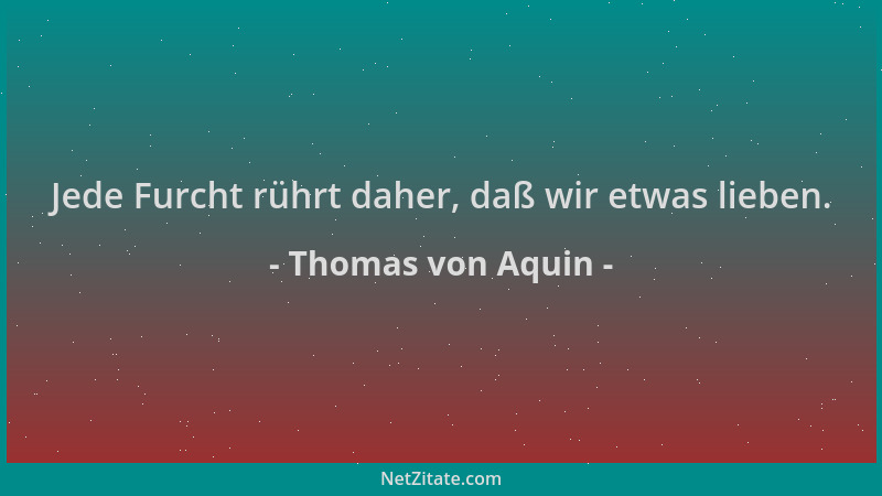 Thomas von Aquin - Jede Furcht rührt daher, daß wir etwas lieben....