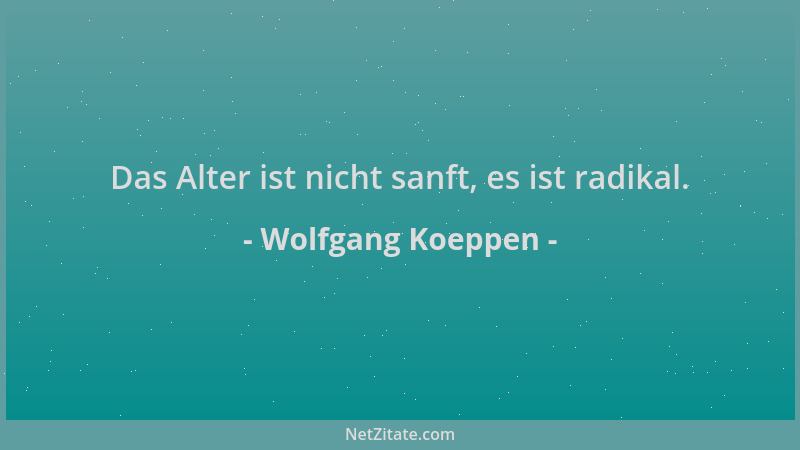 Wolfgang Koeppen - Das Alter ist nicht sanft, es ist radikal....