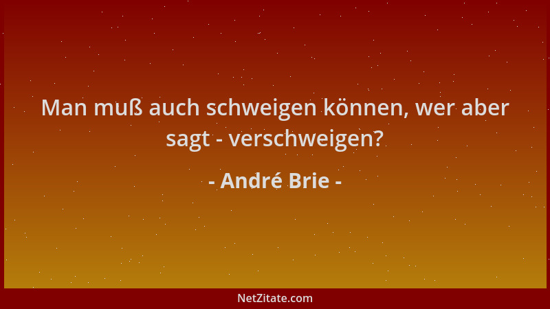André Brie - Man muß auch schweigen können, wer aber sagt - verschweigen?...