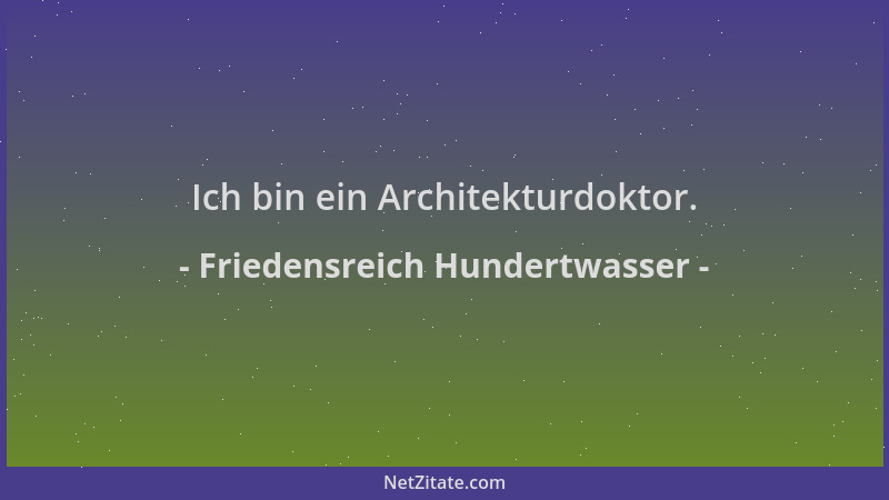 Friedensreich Hundertwasser - Ich bin ein Architekturdoktor....