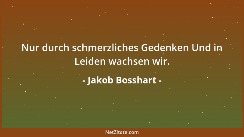 Jakob Bosshart - Nur durch schmerzliches Gedenken Und in Leiden wachsen wir....