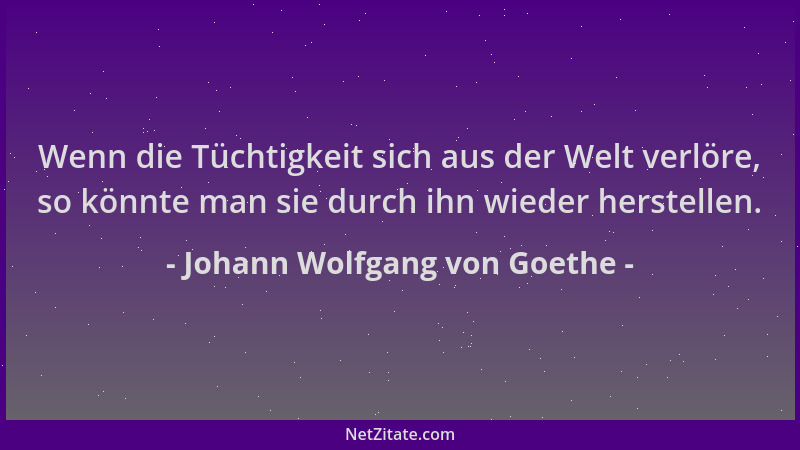 Johann Wolfgang von Goethe - Wenn die Tüchtigkeit sich aus der Welt verlöre, so könnte man sie durch ihn wieder herstellen....