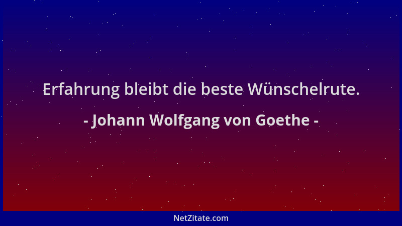 Johann Wolfgang von Goethe - Erfahrung bleibt die beste Wünschelrute....