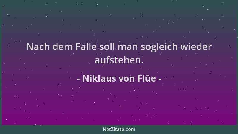Niklaus von Flüe - Nach dem Falle soll man sogleich wieder aufstehen....
