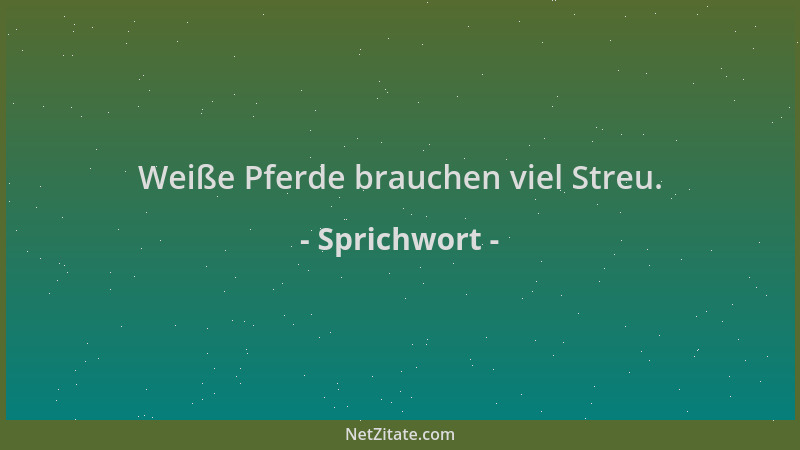 Sprichwort - Weiße Pferde brauchen viel Streu....