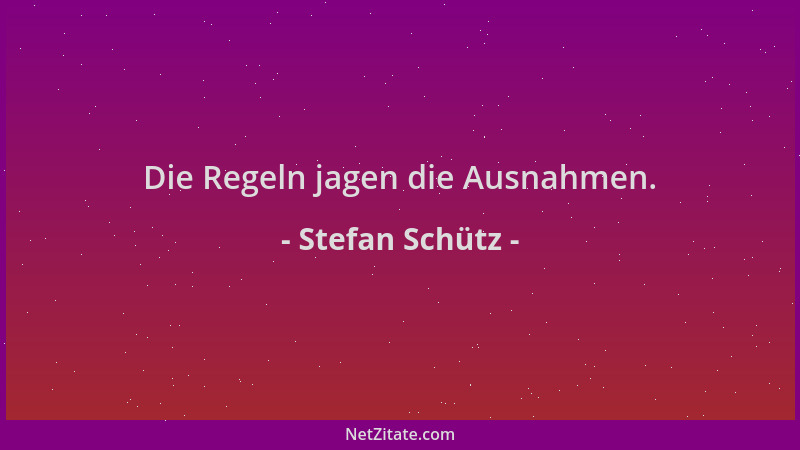Stefan Schütz - Die Regeln jagen die Ausnahmen....